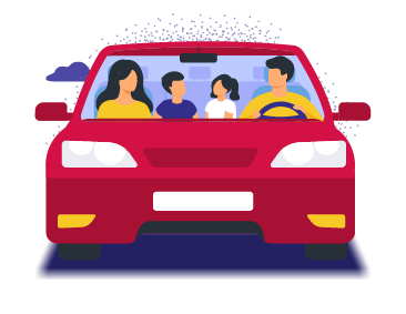 family in cars
