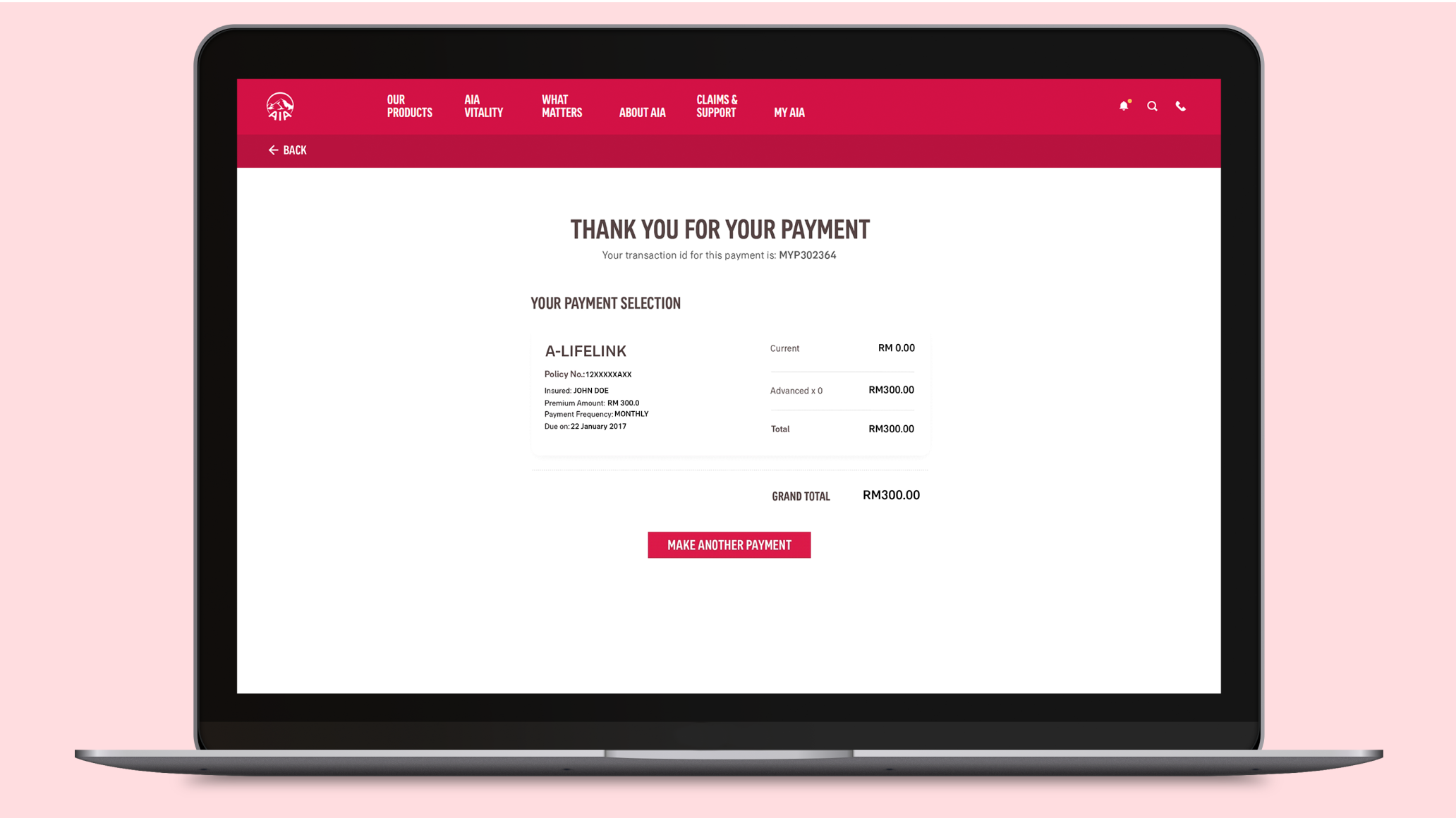 My AIA Online Payment Step 7
