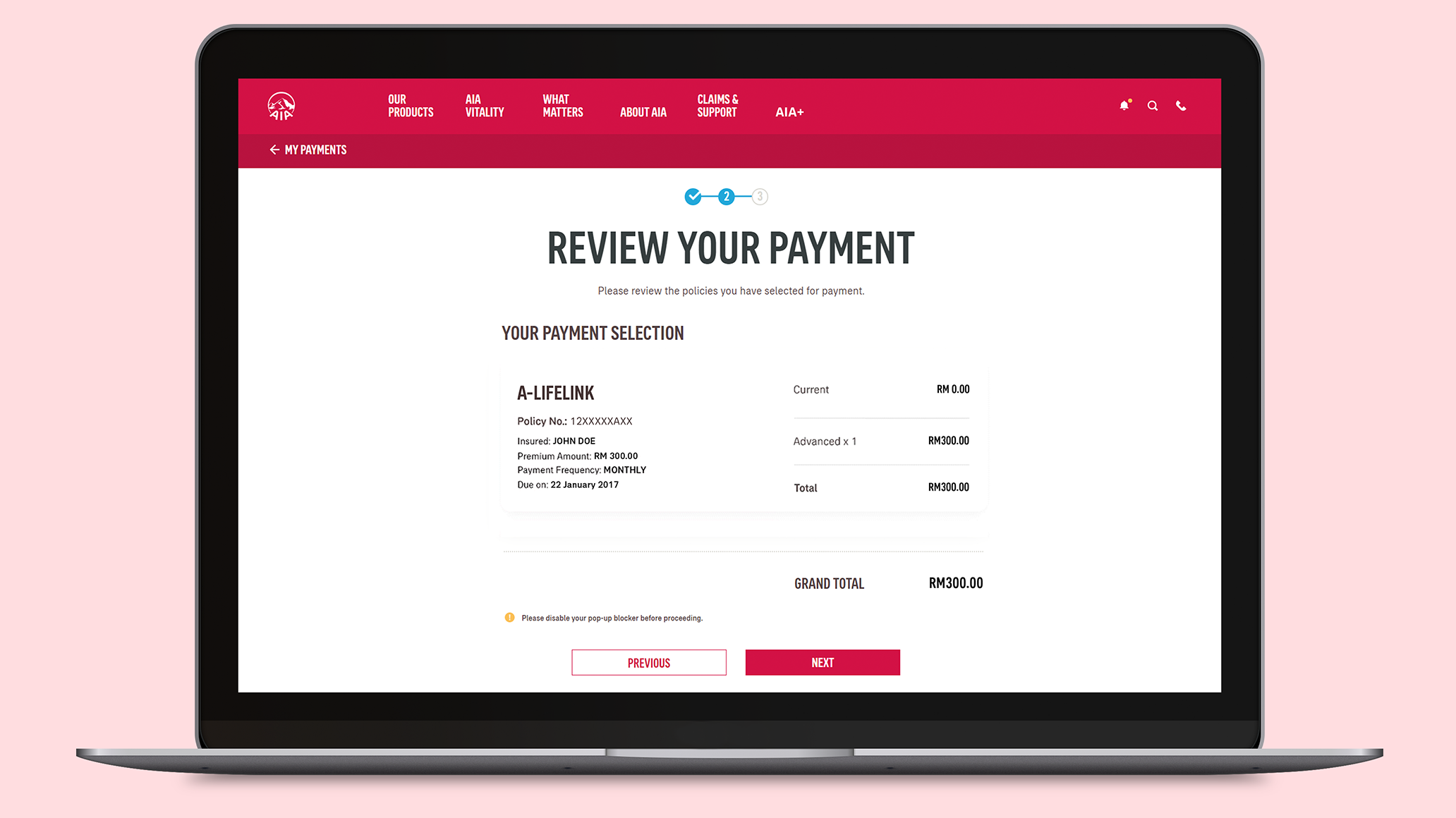 My AIA Online Payment Step 4