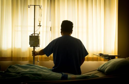 Silhouette of a patient in a hospital