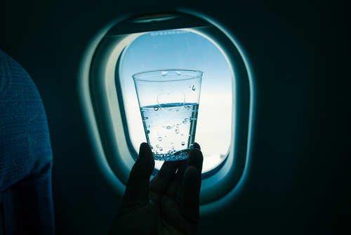 cup of water in airplane