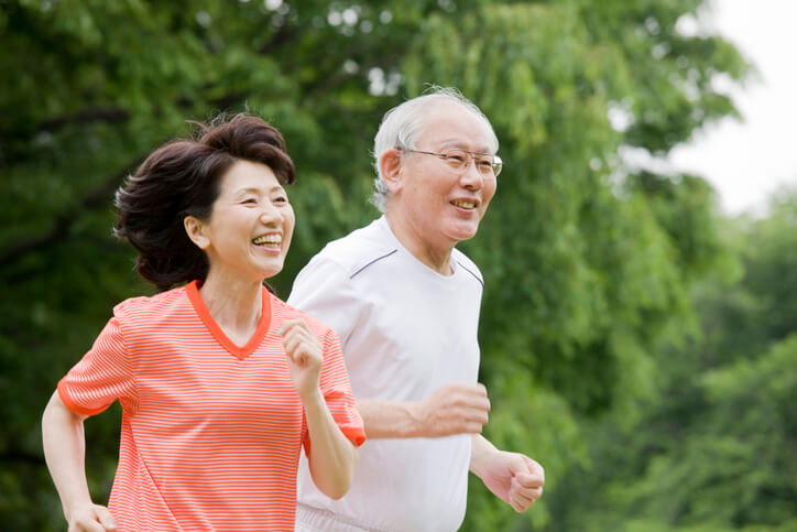 Elderly Couple Running