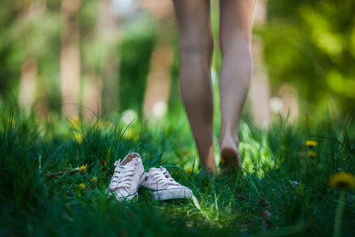 walking barefoot