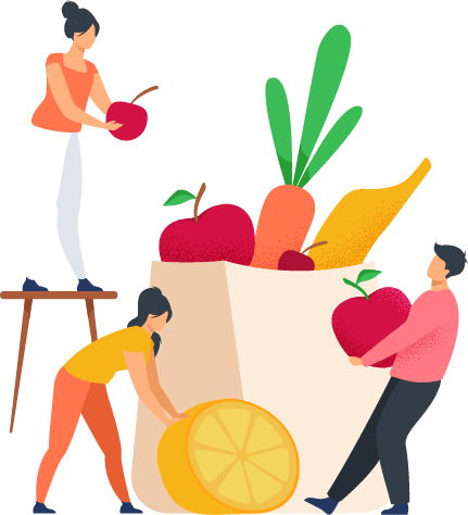 people with fruits