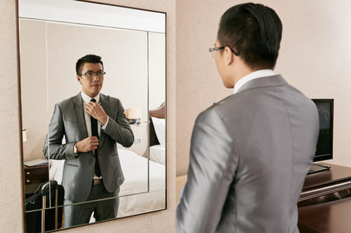 Businessman getting ready