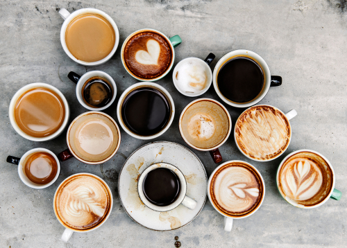 various coffee flatlay