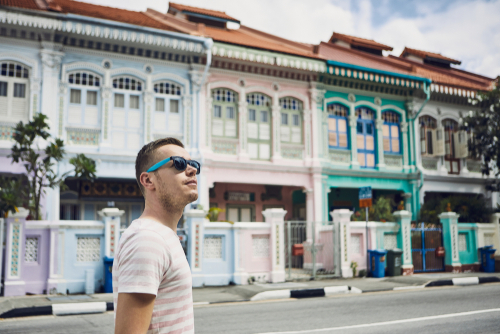 man wandering in heritage 