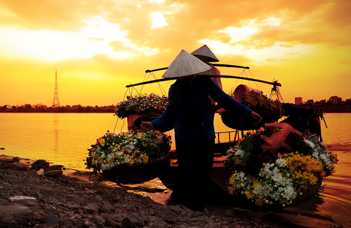 sunset riverside vietnam