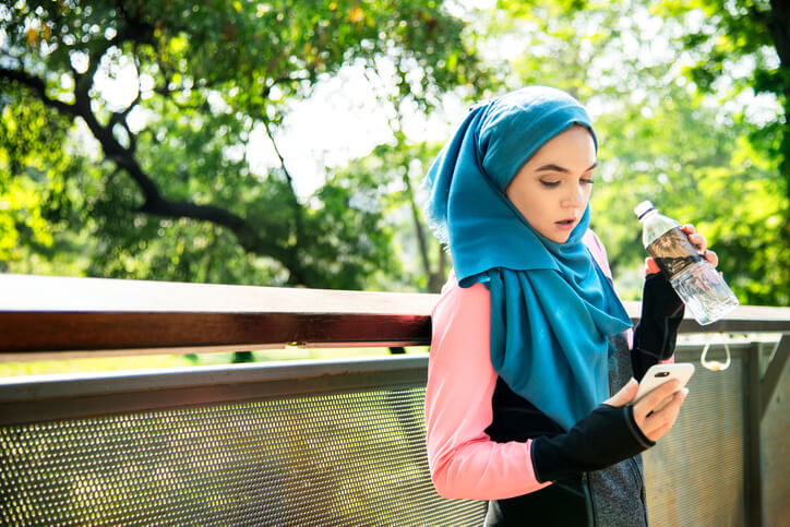 Hijab Woman Drinking Water
